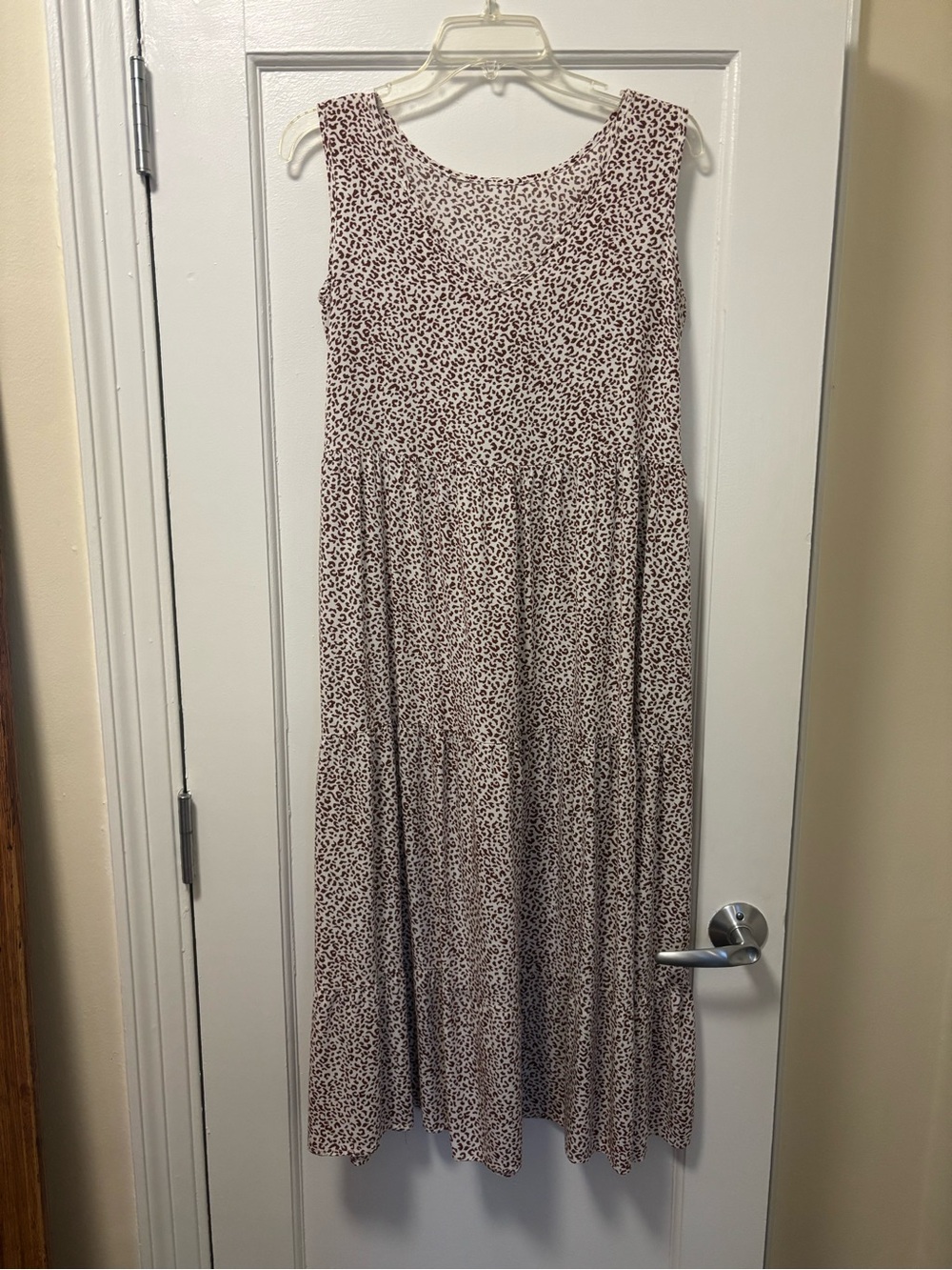 Sleeveless Neutral Leopard Print Maxi Dress